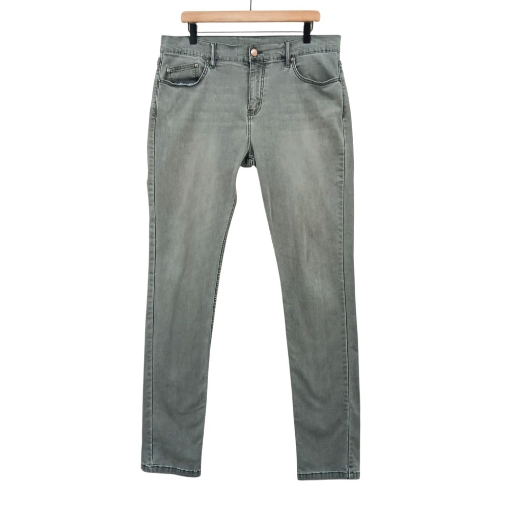 Mugsy Jeans Mens 35x35 Gray Stretch Denim Slim Fit 5 Pocket Faded Distressed